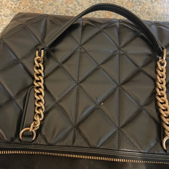 COACH LEATHER QUILTED  BAG black and gold quilted tote - Picture 3 of 4